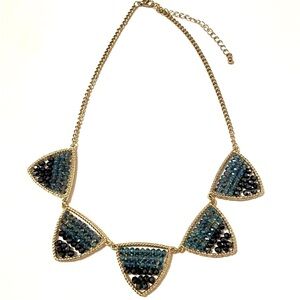 Blue and Gold Geometric Triangle Necklace